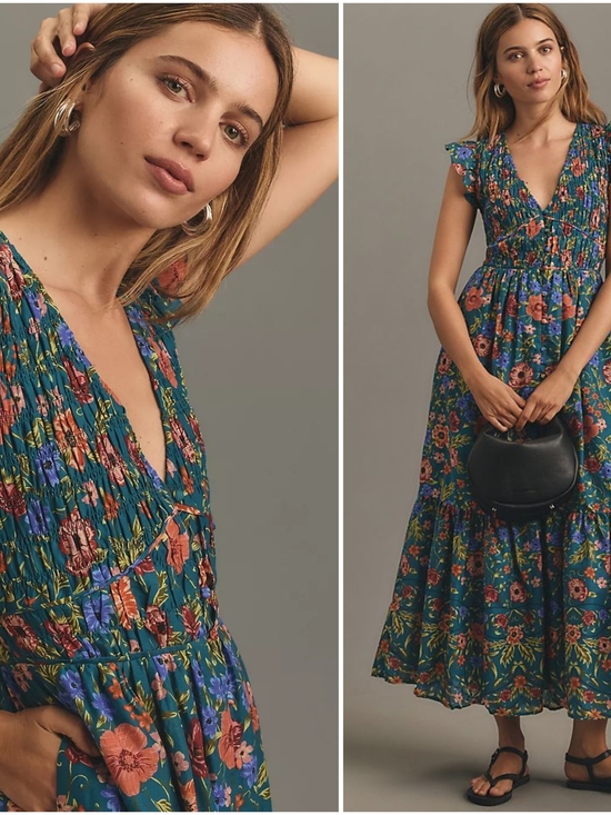 Anthropologie Dresses & Skirts - Anthropologie Peregrine Floral Midi Dress Medium Petite Pockets